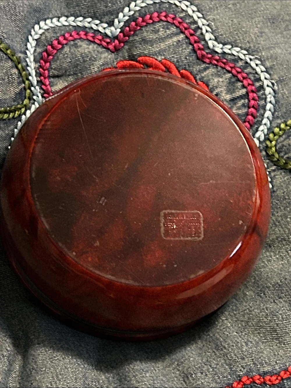 Red Marbled Alabaster Trinket Box